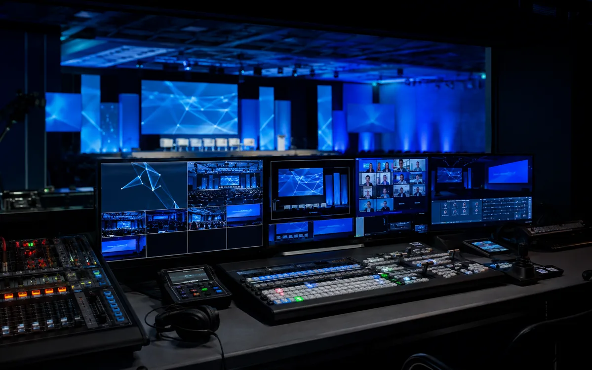 Professional hybrid event live streaming control room in Ahmedabad